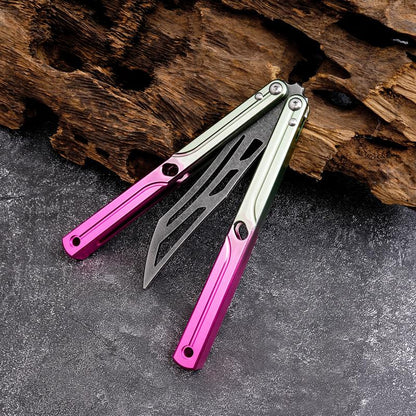 Aluminum Alloy Handle Butterfly Trainer Safe Non-Cutting Design for Beginners Cool Party Tool Ideal for Folding Techniques and Party Accessory