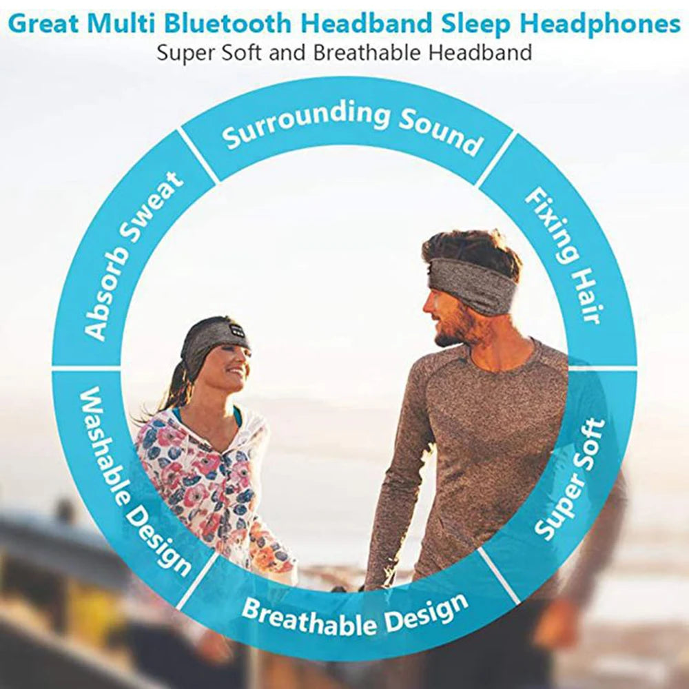 Experience Ultimate Comfort with Bluetooth-Compatible Sports Sleeping Headband - Elastic Wireless Headphones & Music Eye Mask