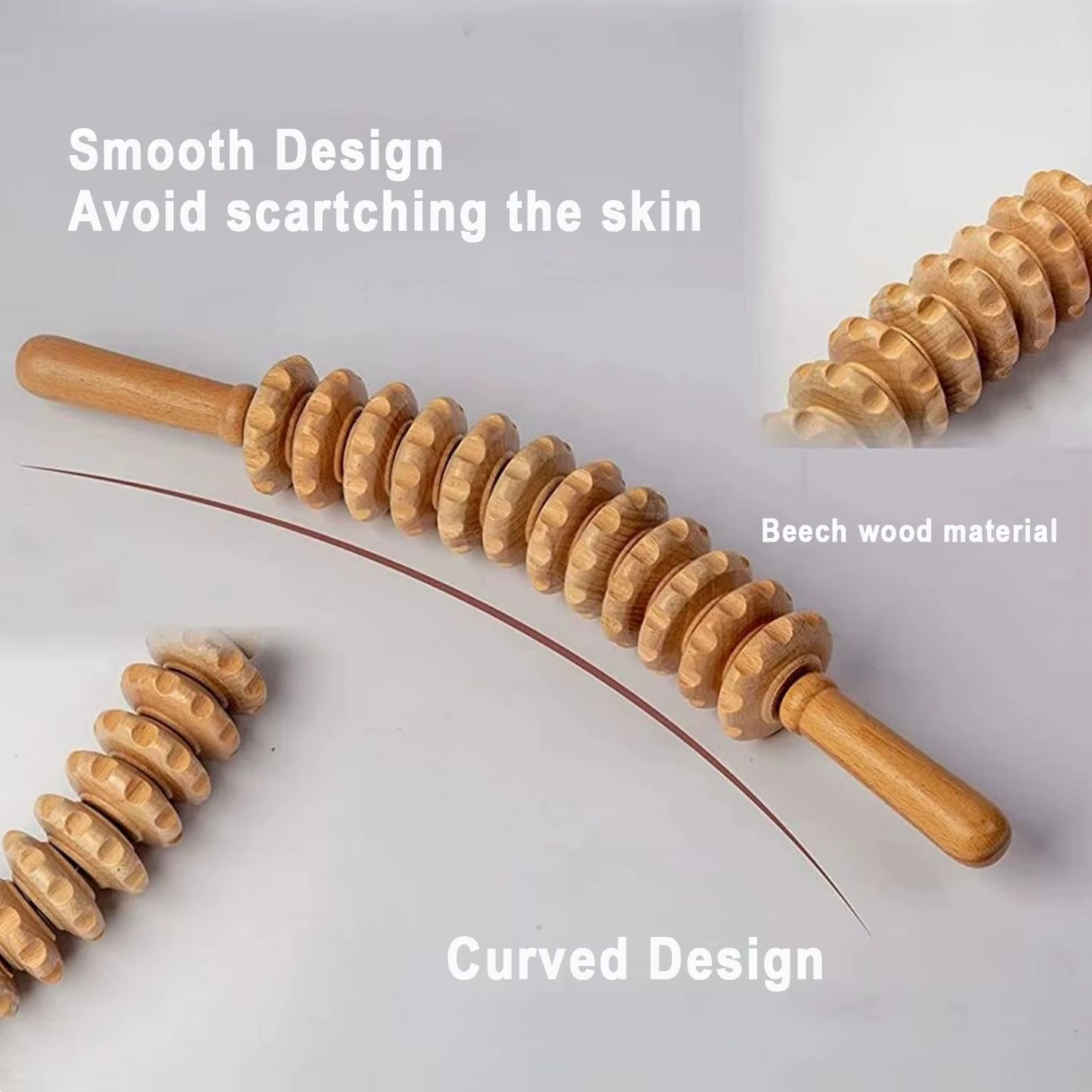 Revitalize Your Body with Our Handheld 12 Roller Wooden Massager for Ultimate Trigger Point Therapy and Muscle Relaxation