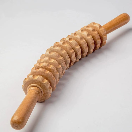 Revitalize Your Body with Our Handheld 12 Roller Wooden Massager for Ultimate Trigger Point Therapy and Muscle Relaxation