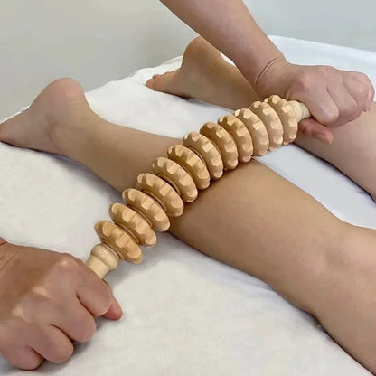 Revitalize Your Body with Our Handheld 12 Roller Wooden Massager for Ultimate Trigger Point Therapy and Muscle Relaxation