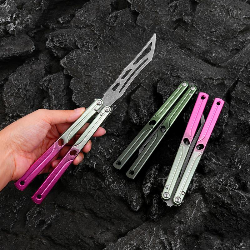 Aluminum Alloy Handle Butterfly Trainer Safe Non-Cutting Design for Beginners Cool Party Tool Ideal for Folding Techniques and Party Accessory