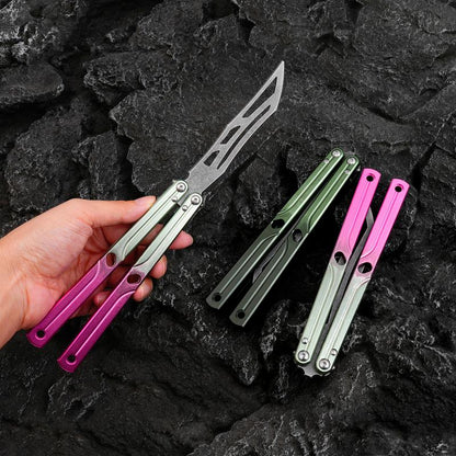 Aluminum Alloy Handle Butterfly Trainer Safe Non-Cutting Design for Beginners Cool Party Tool Ideal for Folding Techniques and Party Accessory