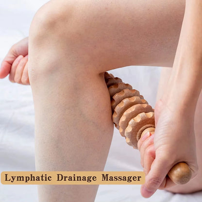 Revitalize Your Body with Our Handheld 12 Roller Wooden Massager for Ultimate Trigger Point Therapy and Muscle Relaxation