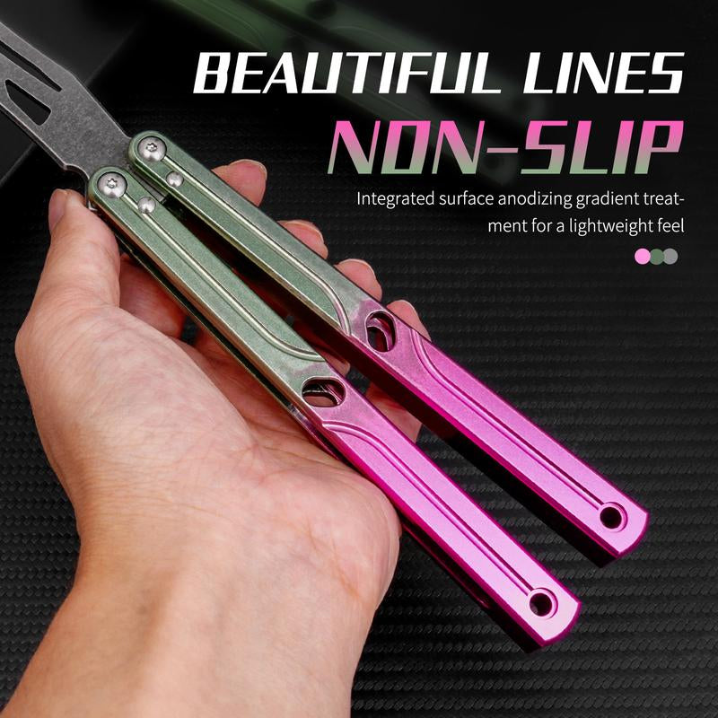 Aluminum Alloy Handle Butterfly Trainer Safe Non-Cutting Design for Beginners Cool Party Tool Ideal for Folding Techniques and Party Accessory