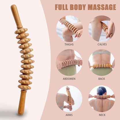 Revitalize Your Body with Our Handheld 12 Roller Wooden Massager for Ultimate Trigger Point Therapy and Muscle Relaxation