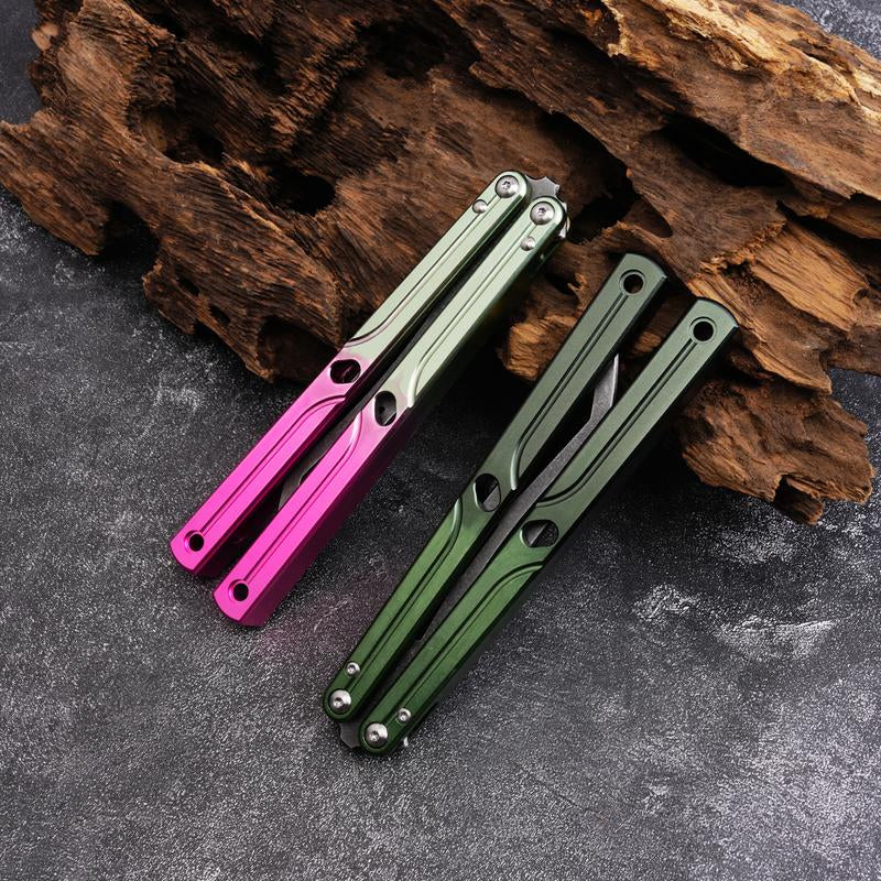 Aluminum Alloy Handle Butterfly Trainer Safe Non-Cutting Design for Beginners Cool Party Tool Ideal for Folding Techniques and Party Accessory