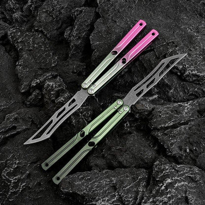 Aluminum Alloy Handle Butterfly Trainer Safe Non-Cutting Design for Beginners Cool Party Tool Ideal for Folding Techniques and Party Accessory