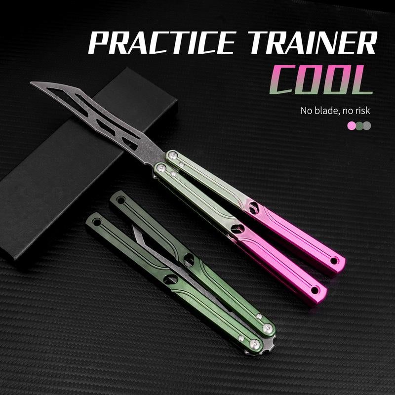 Aluminum Alloy Handle Butterfly Trainer Safe Non-Cutting Design for Beginners Cool Party Tool Ideal for Folding Techniques and Party Accessory
